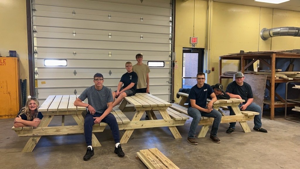 Check out these great picnic tables made by our Busco  AG Shop. They're for sale for $275 and are available for pick-up now, but we only have 2 left! Purchases support future projects! If you're interested, please contact Busco AG Teacher, Miss Perrin: perrinc@sgcs.k12.in.us.