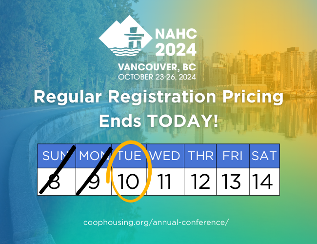 ⏰ Hours Left to Save on Registration for NAHC's 64th Annual Conference in Vancouver, BC! 🏞
🔗coophousing.org/annual-confere…
💸 Members save $75 when registering and $125 on registration for each additional member.
#NAHC #CooperativeHousing #CoopHousing #CooperativeConference