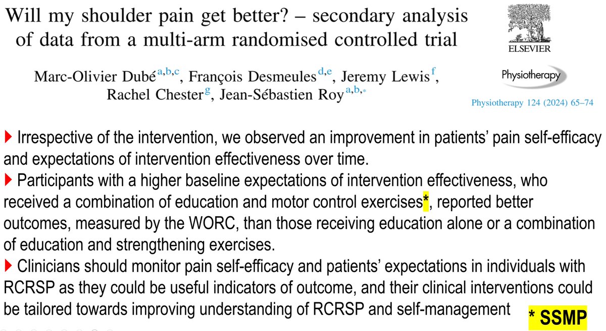 Professor Jeremy Lewis PhD FCSP (@jeremylewispt) on Twitter photo JUST PUBLISHED📢📢
WILL MY SHOULDER GET BETTER?
<a href="/Marco_dube/">Marc-Olivier Dubé</a> <a href="/RachelChesterPT/">Dr Rachel Chester</a> <a href="/RoyJeanSebasti1/">Jean-Sebastien Roy</a> <a href="/fdesmeulesptphd/">François Desmeules</a> <a href="/JeremyLewisPT/">Professor Jeremy Lewis PhD FCSP</a>
physiotherapyjournal.com/article/S0031-… JUST PUBLISHED📢📢
WILL MY SHOULDER GET BETTER?
<a href="/Marco_dube/">Marc-Olivier Dubé</a> <a href="/RachelChesterPT/">Dr Rachel Chester</a> <a href="/RoyJeanSebasti1/">Jean-Sebastien Roy</a> <a href="/fdesmeulesptphd/">François Desmeules</a> <a href="/JeremyLewisPT/">Professor Jeremy Lewis PhD FCSP</a>
physiotherapyjournal.com/article/S0031-…