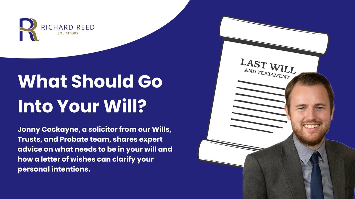 📝 What Should Go Into Your Will? 

For expert guidance on creating these essential documents and ensuring your final wishes are clear, read Jonny Cockayne’s latest blog here &gt; richardreed.co.uk/news/what-need…
#willwriting