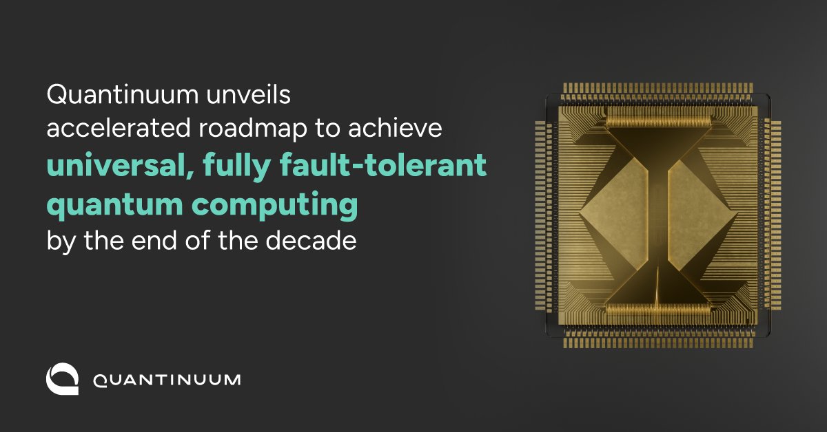 QuantinuumQC's tweet photo. Today, we unveiled our roadmap to universal, fault-tolerant quantum computing by 2030. 

Here’s what you need to know: https://t.co/kFNcmbbYAU https://t.co/91ZoseAUpA