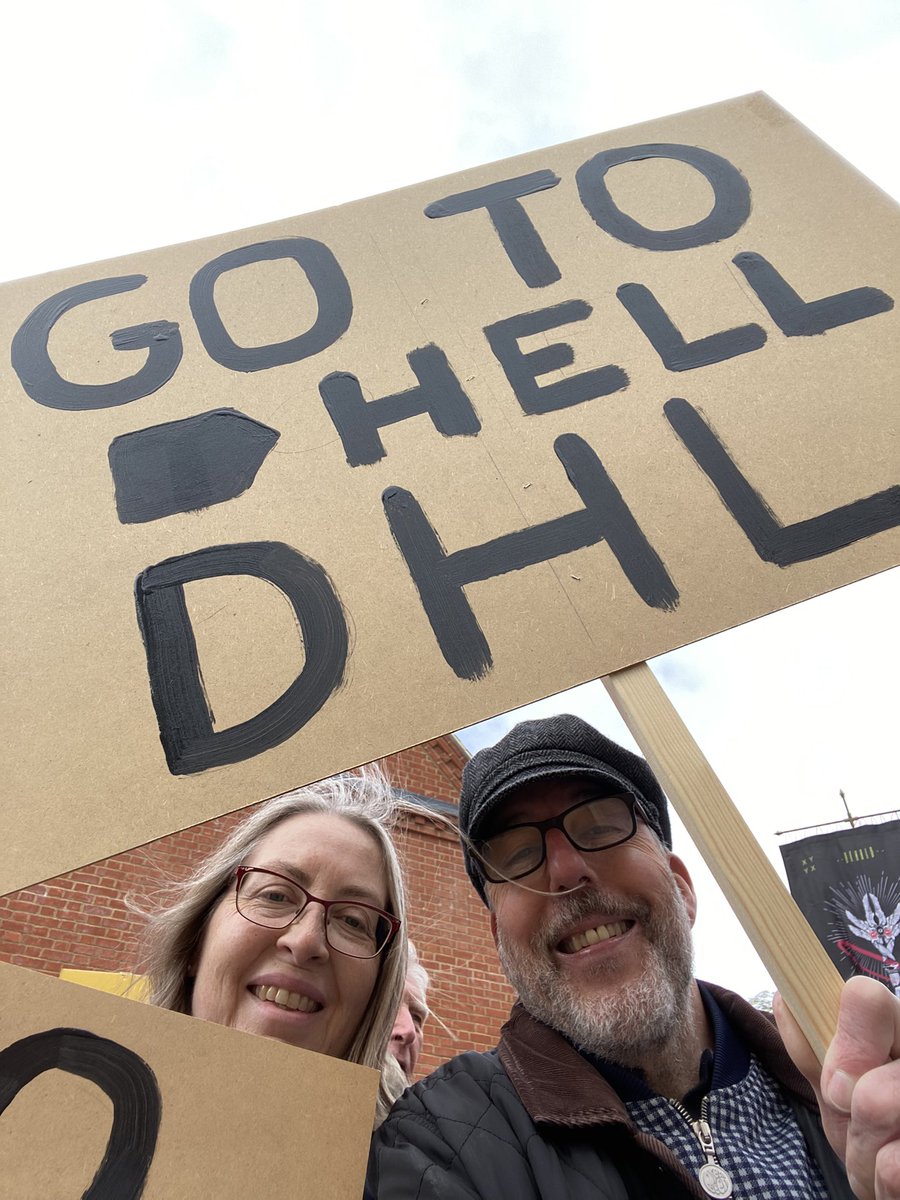 On a demo against DHL Warehouse development in the historic market town of Towcester selfie of the day. 
No, No to Warehouse Hell. 
No, No to DHL.