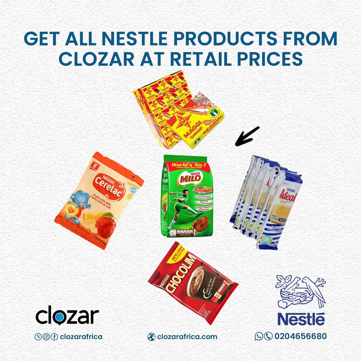 clozarafrica's tweet image. Exciting news!
You can now get all nestle products on clozar at affordable retail prices.

Check clozarafrica.com to place your order 

#retaildistribution #clozar