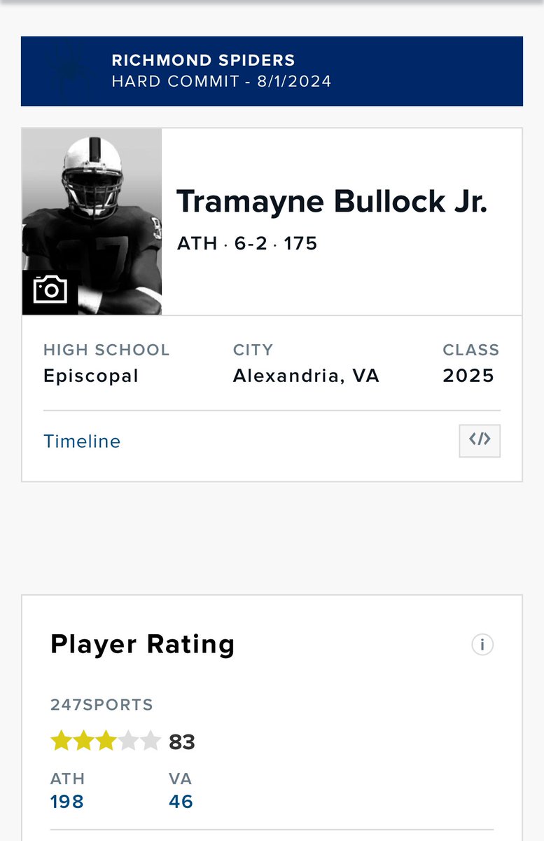 Blessed to be ranked a 3⭐️ by <a href="/247Sports/">247Sports</a>