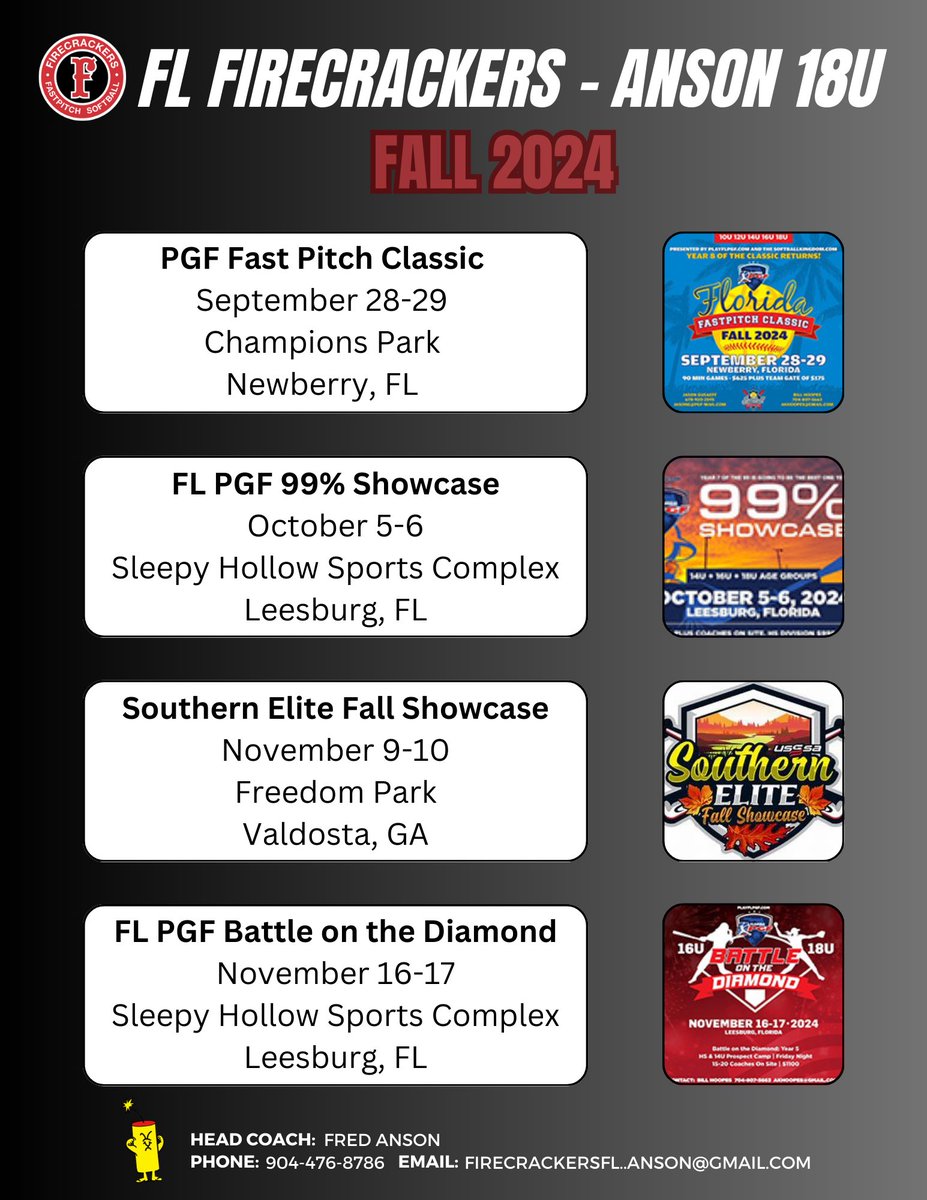 🧨🥎 Fall schedule, let’s go! <a href="/Firecrackersinc/">Firecracker Softball</a>