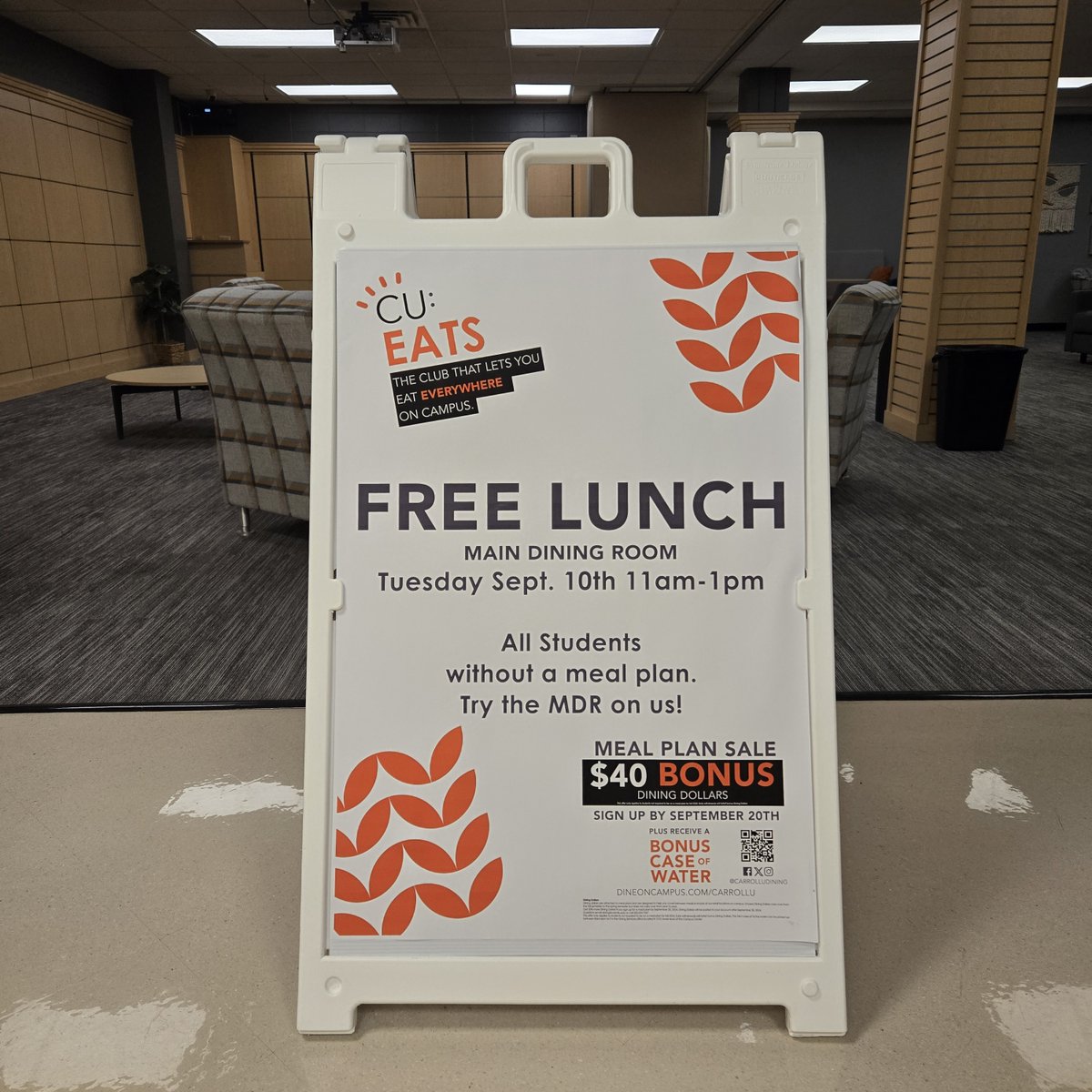 Don't have a meal plan yet? Well here's your chance. Come enjoy a delicious #TacoTuesday lunch in the MDR on us! And remember, if you sign up in the next 10 days, you get a BONUS $40 and a case of water.