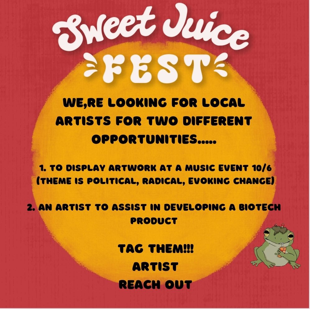 PHILADELPHIA! We're looking for some artist to share some opportunities with. Please tag them below and artist please reach out if these look interesting! 

#philadelphia #sweetjuicefest #localartist