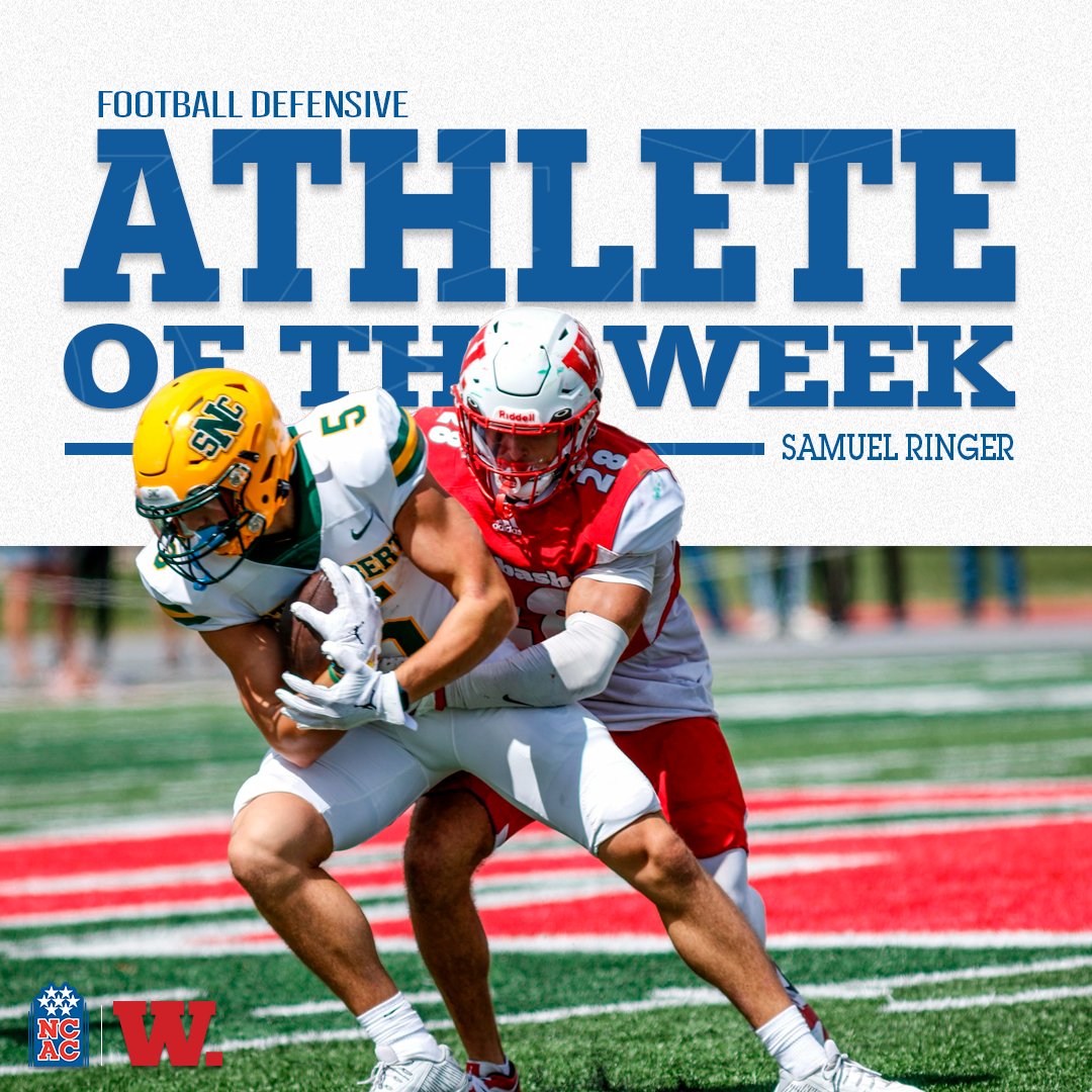 Congratulations to Samuel Ringer of @wabashfb on earning <a href="/NCAC/">NCAC</a> Football Defensive Athlete of the Week honors! #NCACPride

#NCACFamily | #ncacfb

📰 | tinyurl.com/329yb7hm