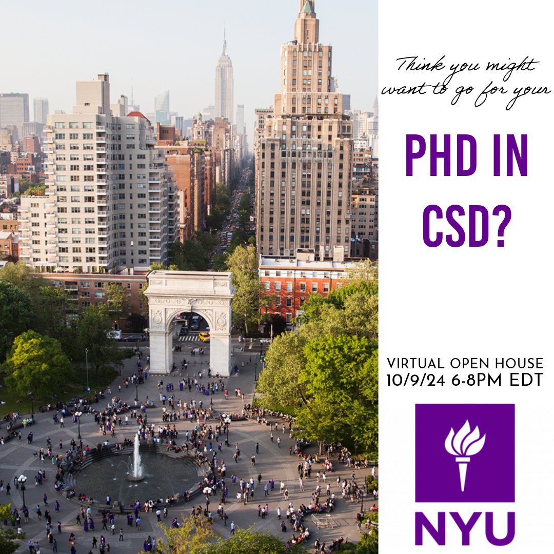 Considering a PhD in communication sciences and disorders? Join me for a virtual info session on our fully funded 5-year program! Learn about our curriculum, hear tips for a successful application, and meet our faculty/students in breakout sessions. steinhardt.nyu.edu/events/communi…
