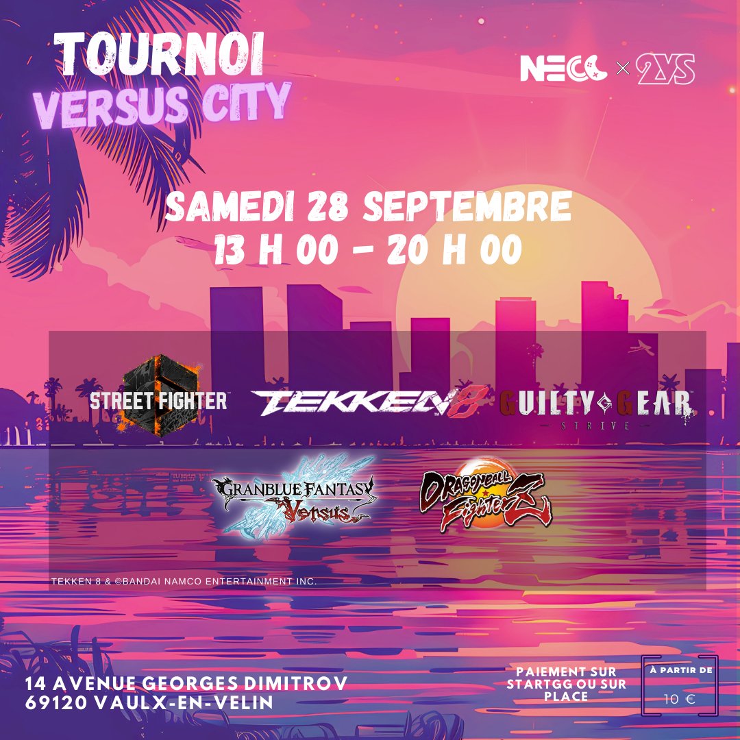 RETOUR DU VERSUS CITY 🥊

Le RDV de la bagarre reviens à Lyon pour une nouvelle saison ! Le lendemain il y'aura le ranking <a href="/LaDoseNet/">LaDOSE.net 👥</a> 

📅 Samedi 28 septembre
🎟️ A partir de 10 € 
💸 Cashprice à gagner 

Inscription sur place ou via start.gg (Lien ⬇️⬇️)