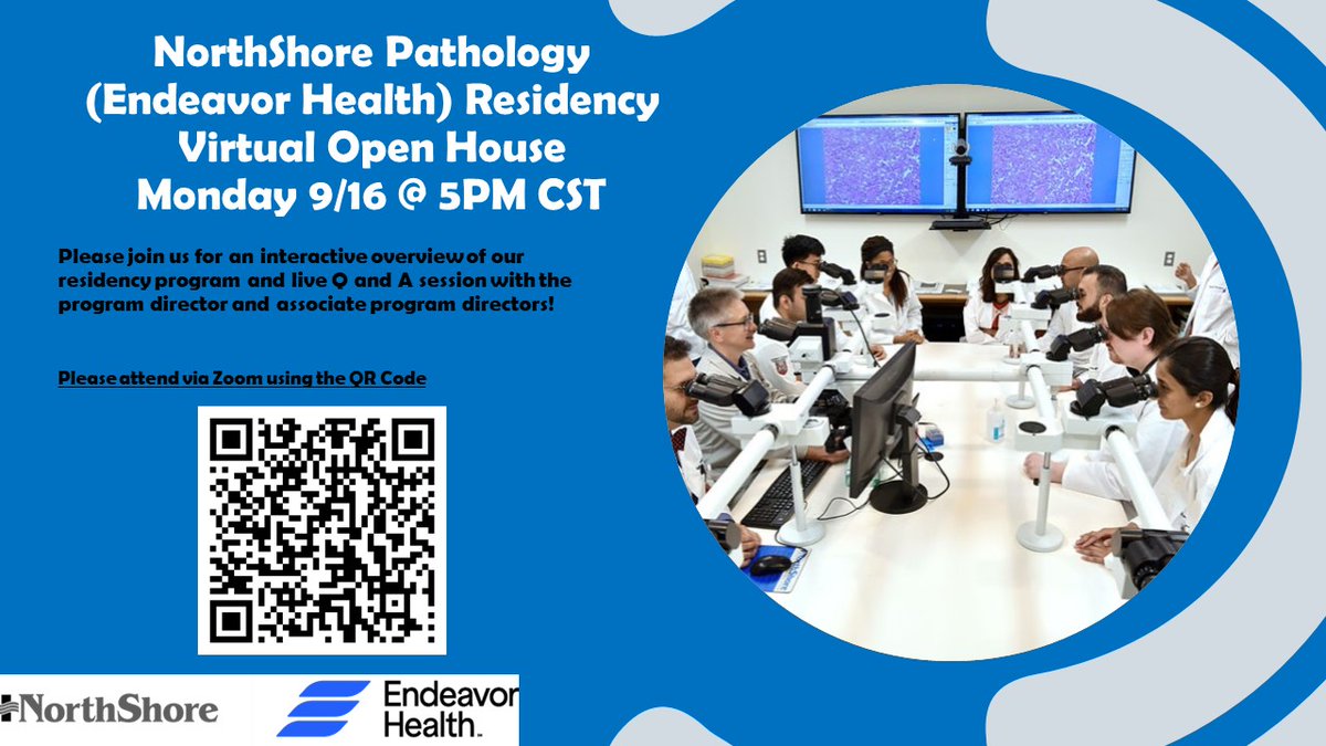 NorthShore_Path's tweet image. Applying for a pathology residency? Come to the @NorthShore_Path virtual open house next week to meet our PD, Dr. Paintal, and to learn more about our program!
#PathTwitter #pathmatch2025 #NorthShore_Path
