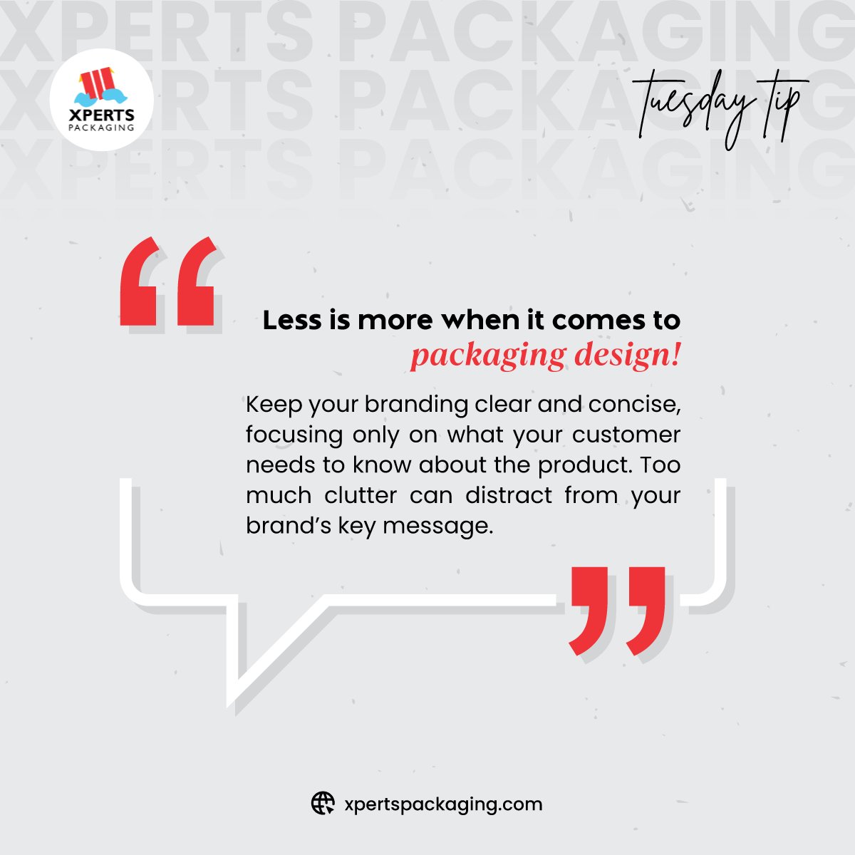 xpertspackusa's tweet photo. Pro Tuesday Tip! ✨

Less is more when it comes to packaging design!

Stay tuned for more tips on how to perfect your packaging! 💡
.
.
#XpertsPackaging #TuesdayTips #PackagingDesign
#EcoFriendlyPackaging #MinimalismMatters #DesignSmart 
#Branding101 #ClutterFreeDesign https://t.co/20NLt0YaWp