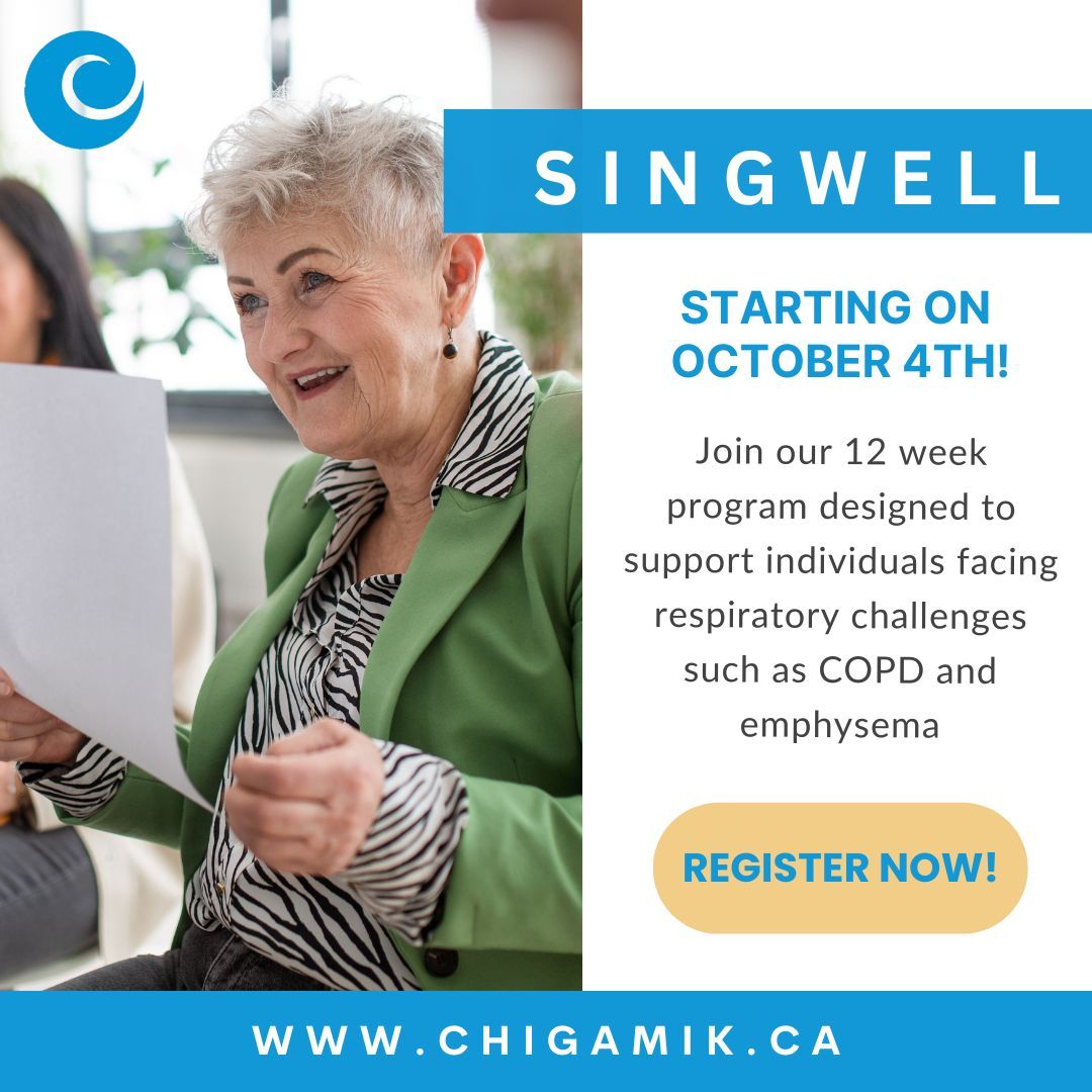 CHIGAMIK's tweet photo. πΆ Relaunching SingWell β Empower Your Respiratory Wellness! πΆ
π
When: Fridays, starting October 4th
β° Time: 10 AM - 11 AM
π Where: Chigamik Community Health Centre
Spaces are limitedβregister early at https://t.co/hnSG2beI5G
#SingWell #RespiratoryHealth #COPD https://t.co/U6iguEewLq