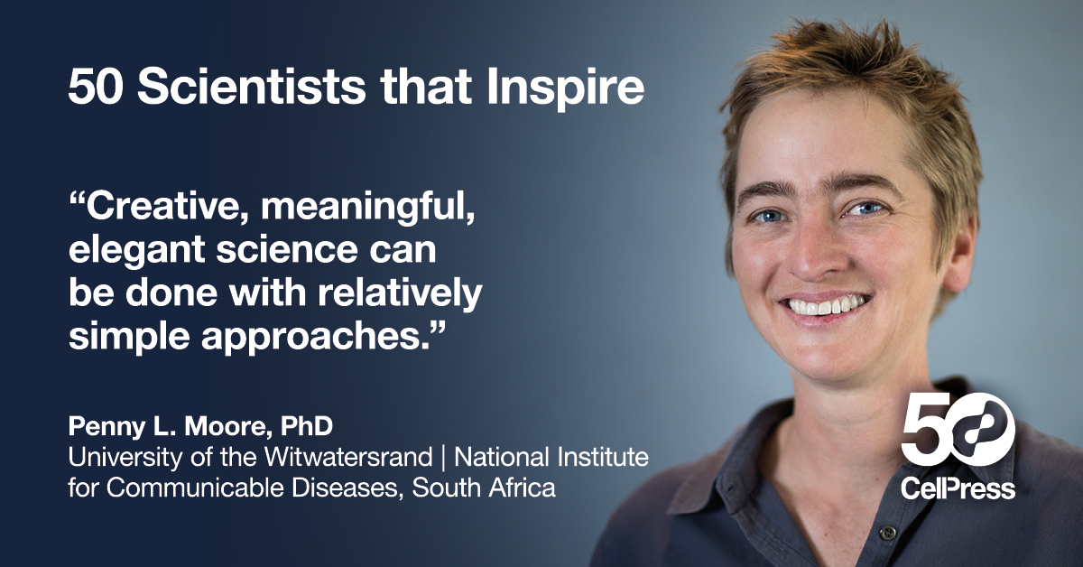 CellPressNews's tweet photo. Virologist Penny Moore (@PennyMo70026063) leads a team of 40 researchers who study HIV and SARS-CoV-2 in South Africa.

In our #50ScientistsThatInspire Q&amp;A, she reflects on the value of surrounding oneself with curious, generous people.

Full interview:
https://t.co/3lPJGW1tzR https://t.co/flFjjmAgFD