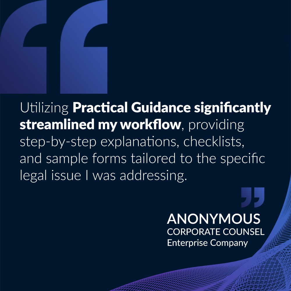 LexisNexis's tweet image. Streamline your workflow with a tool that offers clear guidance, checklists, and tailored forms. Practical Guidance makes it all easier.

Get your free trial today! 👉 bit.ly/42c11bJ 

#TestimonialTuesday #PracticalGuidance