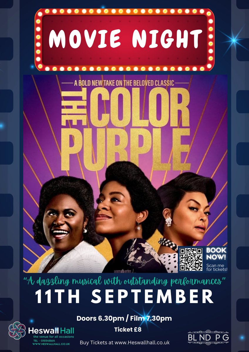 Get ready for an unforgettable night at our evening cinema tomorrow! 🤩 We're screening the vibrant musical 'The Color Purple 2023' (Cert 12). Secure your ticket today for a guaranteed fantastic experience! buytickets.at/heswallhall/12…