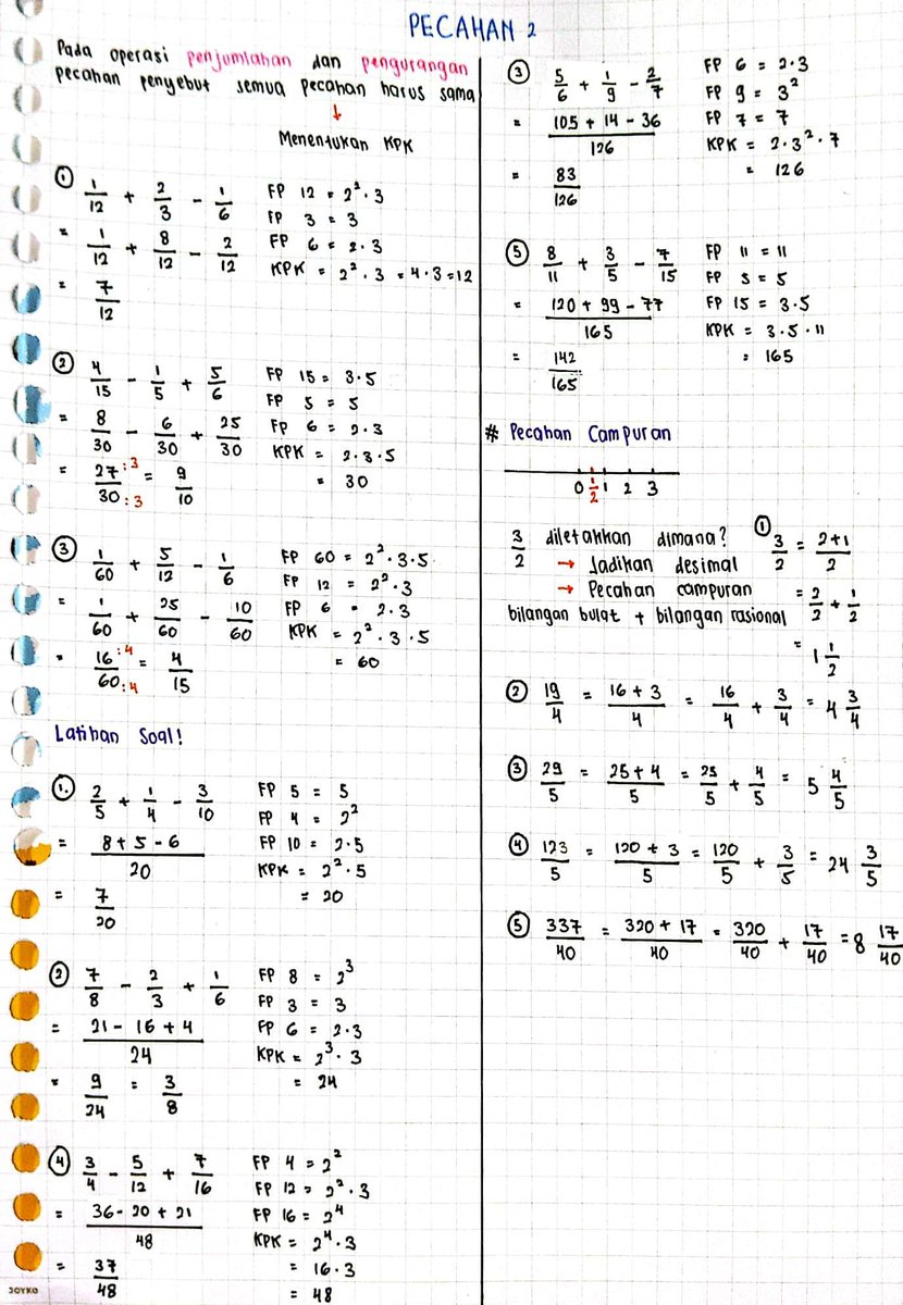 〔 ˓ ִ🌷⛅ ִֶָ  CATATAN MATDAS 𖤐 〕

📝 PECAHAN 2 𖤐
—> penjumlahan &amp; pengurangan
—> pecahan campuran

sumber : alternatifa

help rt/like are appreciate

klik #MAYEDU untuk
sumber belajar lainnya ☺️🤍

#studytwt #ambisverse #materisnbt #snbt #snbt2025  #matematika #pk #pm