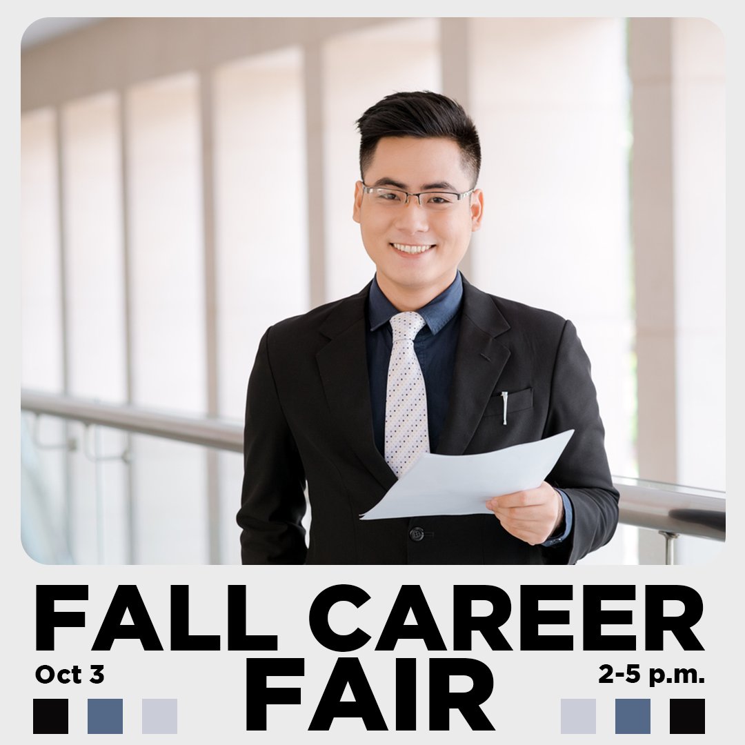 Seeking a full-time job? Save the date for
our Fall Career Fair on October 3 at the Bone Student
Center. #YourFutureStartsHere