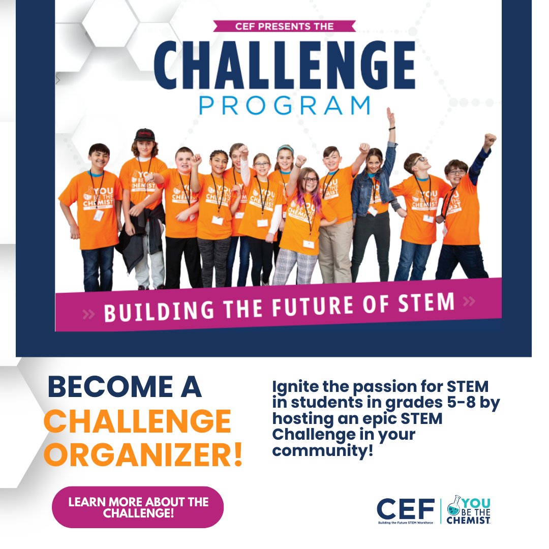 CEF (@chem_ed) on Twitter photo ๐ Calling all passionate volunteers! ๐ Email: Challenge@chemed.org to become an Organizer and help us inspire the next generation of STEM leaders through the Challenge! ๐งชโจ
#CEFChallenge #Sustainability #MoreThanChemistry #STEM #Science #FutureWorkForce #philanthropy #CSR ๐ Calling all passionate volunteers! ๐ Email: Challenge@chemed.org to become an Organizer and help us inspire the next generation of STEM leaders through the Challenge! ๐งชโจ
#CEFChallenge #Sustainability #MoreThanChemistry #STEM #Science #FutureWorkForce #philanthropy #CSR
