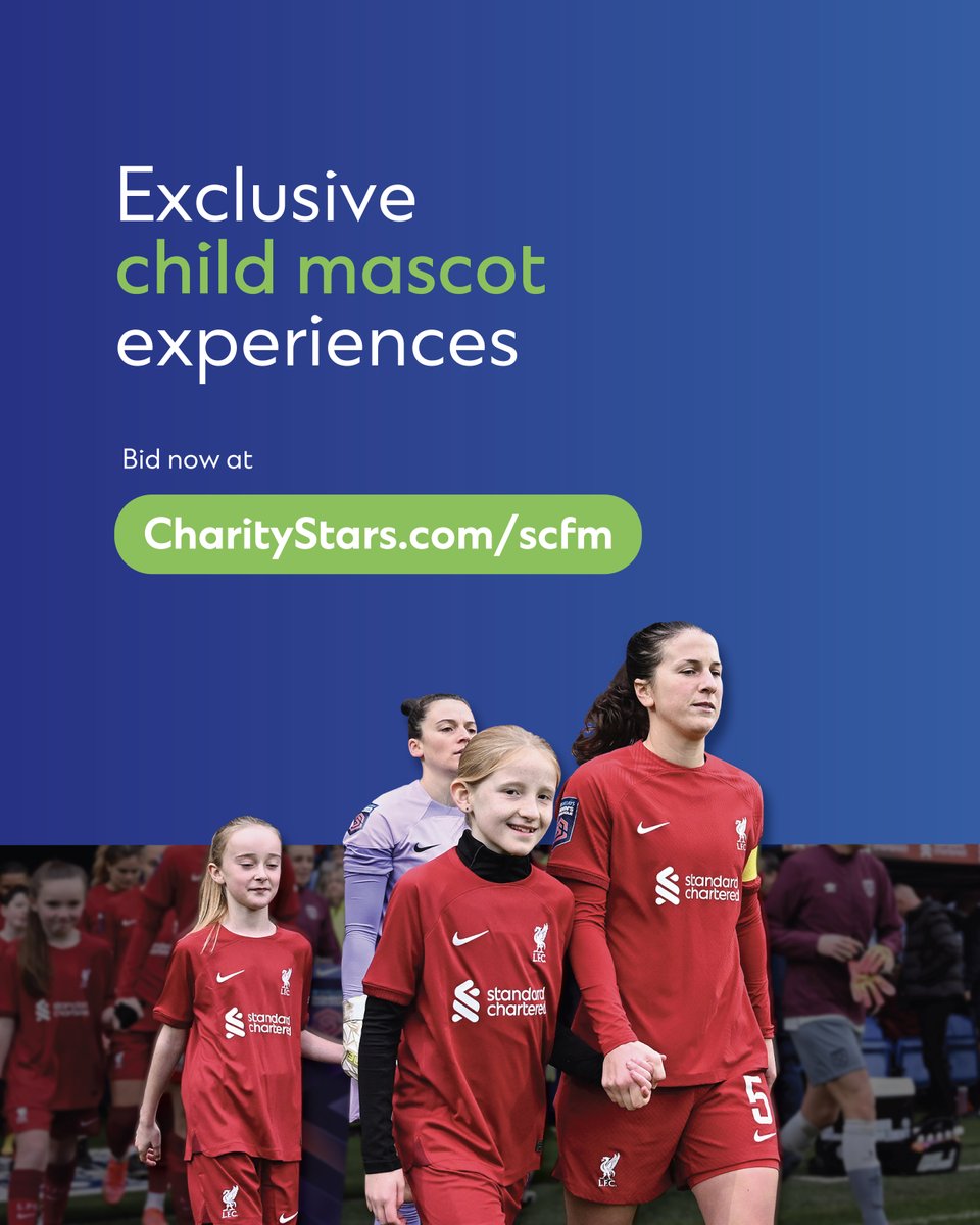 StanChart's tweet image. Bid for a chance for your child to walk out with the @LFC teams at Anfield on 20 Oct vs. Chelsea or 13 Oct vs. Man City Women at CharityStars.com/scfm

Proceeds support Futuremakers by Standard Chartered.

#SCFuturemaking