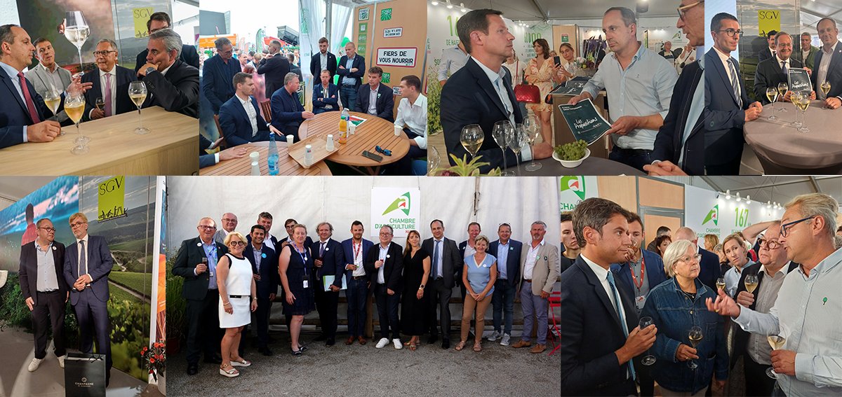 🍇 #FoireDeChalons2024 : Le SGV Champagne échange avec les élus :
 🔹Fiscalité : Allègement pour 2025, une promesse à tenir !
 🔹Environnement : Pas d'interdiction sans solution.
 🔹 Santé : Pour une modération éclairée. 

Le futur de la #viticulture se discute maintenant ! 💬🍾