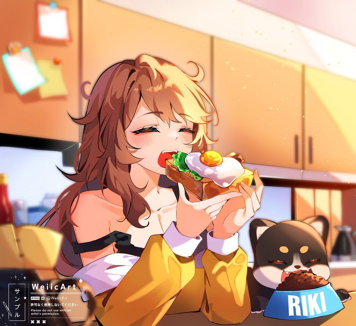 orangeisborange's tweet photo. “Come on Riki! We gotta eat breakfast! It’s the most important meal of the day~!” 💕🍊☀️

🎨: @/WeiicArt https://t.co/vhRAuuCjiW