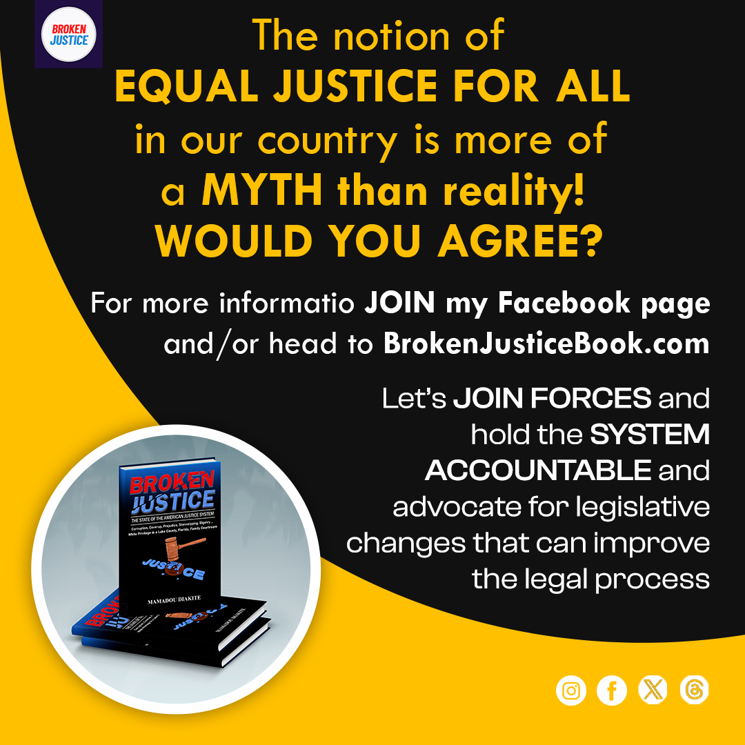 BROKEN JUSTICE: Exposing the MYTH of Equal Justice

Learn more: brokenjusticebook.com

In Judge WELKE’s Family Courtroom, I witnessed firsthand how the IDEAL of "Equal Justice for All" IS FAR FROM REALITY. The proceedings felt BIASED, with decisions favoring ONE SIDE without