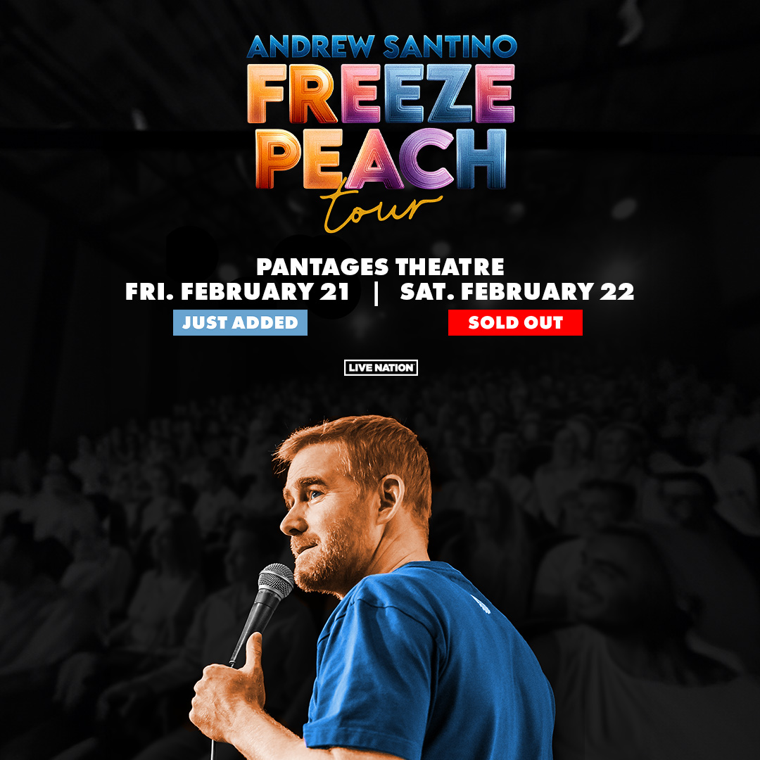HennepinArts's tweet photo. 🚨 THIRD SHOW ADDED! 🚨 
You asked, Minneapolis, and @CheetoSantino has answered! Due to overwhelming demand, fans now have an extra chance to see #AndrewSantino: Freeze Peach Tour at the Pantages Theatre on February 21 at 7 p.m.

Tickets go on sale Friday at 10 a.m. Visit our website to learn more: https://t.co/oTvgoU1pnT

*The Friday performance will not be taped.