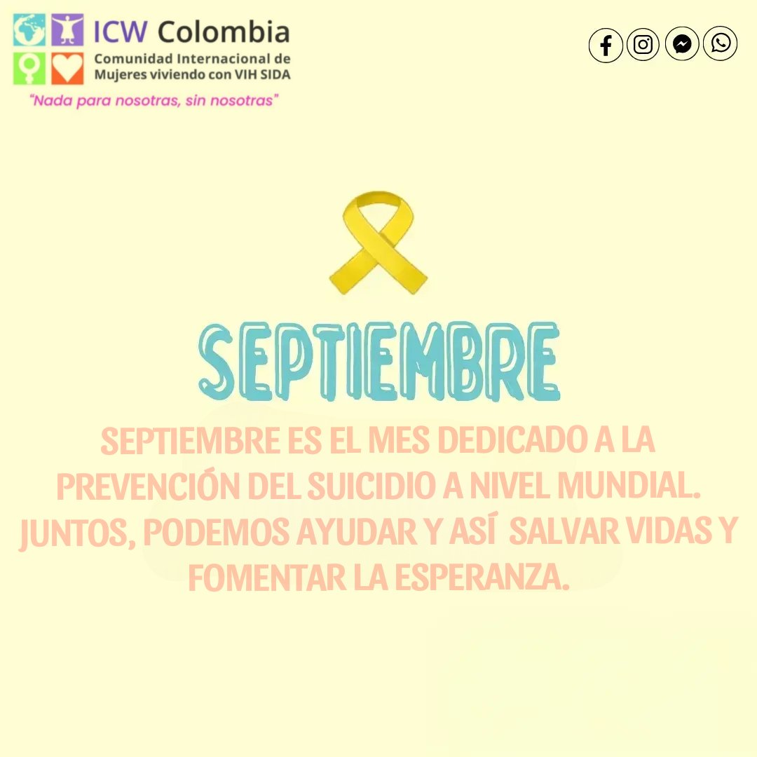 IcwColombia's tweet photo. Cada vida importa. Hoy, en el #DíaMundialParaLaPrevenciónDelSuicidio, reafirmamos nuestro compromiso con la salud mental. #PrevenciónSuicidio
#SaludMental #BienestarEmocional https://t.co/TePGZ1CsLO