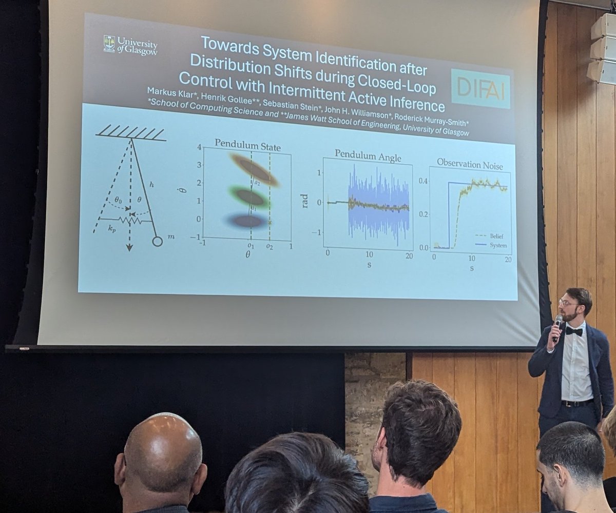 ERCDIFAI's tweet image. Markus Klar presenting our poster on Intermittent Active Inference at @iwai_ws in Oxford.