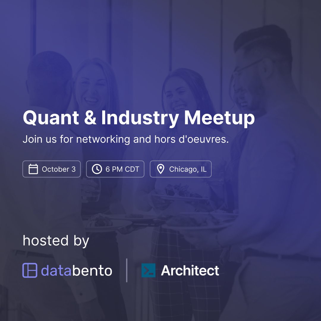 Architect_Fi's tweet photo. Join the @Architect_Fi and @DatabentoHQ teams in Chicago on Oct 3rd for an industry mixer with the finance community.

Professionals, practitioners, and those interested in quant trading &amp; data are welcome!

Register here: https://t.co/3rWqqYJMB3 https://t.co/caYZTm5G0M