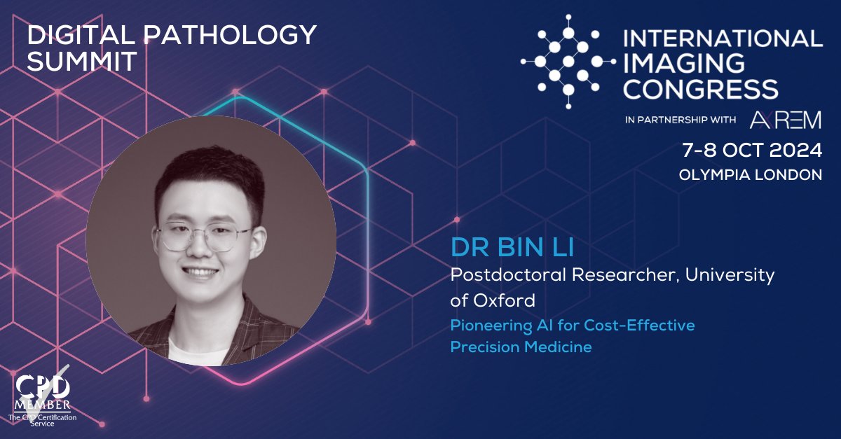 Int_ImagingCon's tweet image. We're excited to welcome Dr Bin Li to the IIC24 speaker line-up.
He will be speaking in the Digital Pathology Summit, join us for his session: Pioneering AI for Cost-Effective Precision Medicine.
Register today to attend this session - hubs.la/Q02PjKJ10