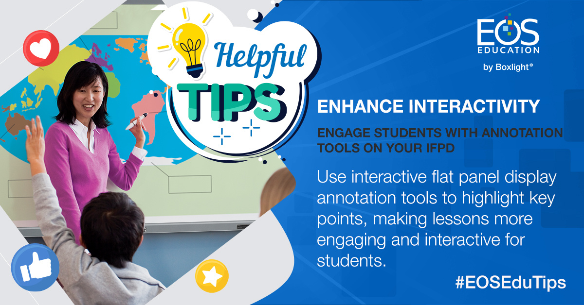 Highlight, annotate, engage! 🎯 Use your Interactive Flat Panel's annotation tools to make every lesson pop and keep students hooked!

For more #tipsandtricks, check out our #teacherPD for classroom tech! hubs.la/Q02Pkn6D0

#EOSEduTips #teachertips #EdTech <a href="/boxlightinc/">BOXLIGHT</a>