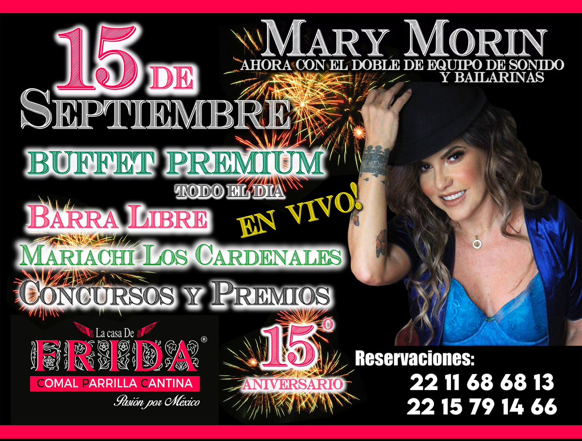 🔥15 de Septiembre 🔥
Nos vemos este 🗓️ Domingo en @lacasadefridamexico 🌟
Con su ya tradicional #BuffetPremium 😎
Recuerda hacer tu reservación 📱
#BarraLibre 🔥