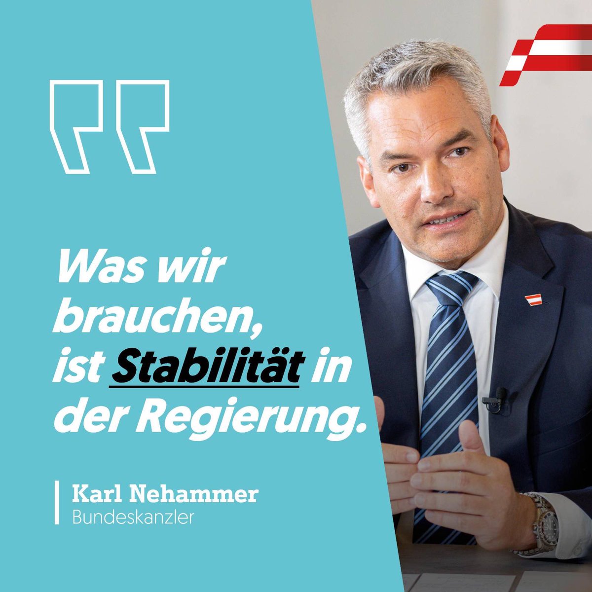 „Die letzten Jahre waren geprägt von Krisen und Umbrüchen. In dieser Zeit haben die Volkspartei und ich bewiesen, dass wir bereit sind, Verantwortung für die Menschen in unserem Land zu übernehmen - auch wenn das nicht immer populär war. Gerade in fordernden Zeiten wie diesen