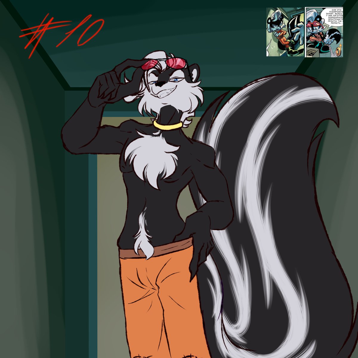 CContemplator's tweet photo. Day 10. I had finished it earlier, but for some reason, I delayed publishing it. I liked the combination of the prison uniform and Scourge's clothes on Jeffrey. I would like to see this character revealed more fully.
#SonicArchiecomics
#GeoffreystJohn
#Skunktember https://t.co/UwG3kzCGUQ