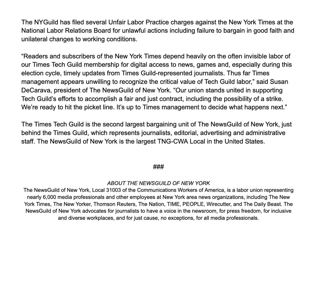 THERE IS NO DEBATE: We have approved a strike, with just weeks until Election Day. Read more here:
nyguild.org/post/new-york-…