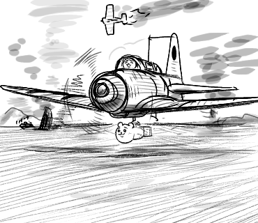#従軍ちいかわ 
チヒカワ一飛曹「フ!(注意散漫)」 