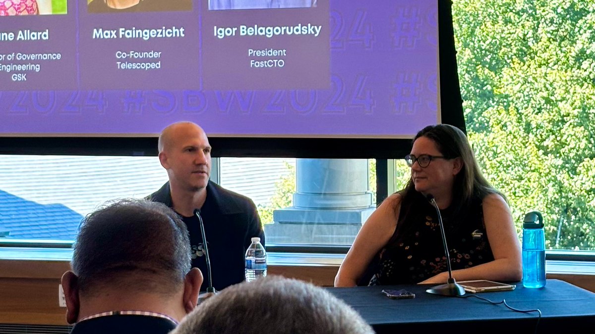 Us or them? Tuesday’s panels continued with a discussion moderated by Igor Belagorudsky from FastCTO. Panelists Max Faingezicht of Telescoped and Jane Allard from GSK shared contrasting perspectives on outsourcing versus in-house development.