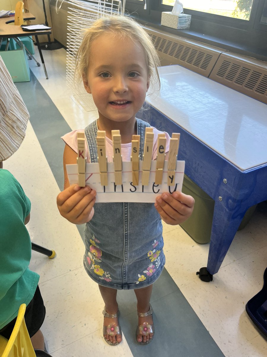 So, so proud!! We are using our fine motor skills and spelling our names! 💙💛