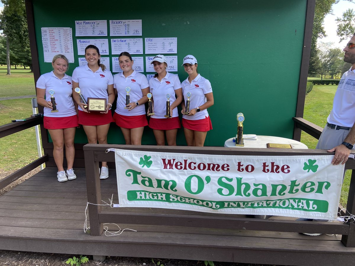 BobGreenburg's tweet photo. Hickory Girls win 7th Annual Tam O’Shanter Invitational today! West Middlesex finishes as Runner-Up! Kate Sowers shoots a 73 to win medalist honors! Luciana Masters and Zoey Stern finish 2-3! 
@HSD_Athletics @AlenaLancia @Katesowersgolf https://t.co/BsDMaZQXXt