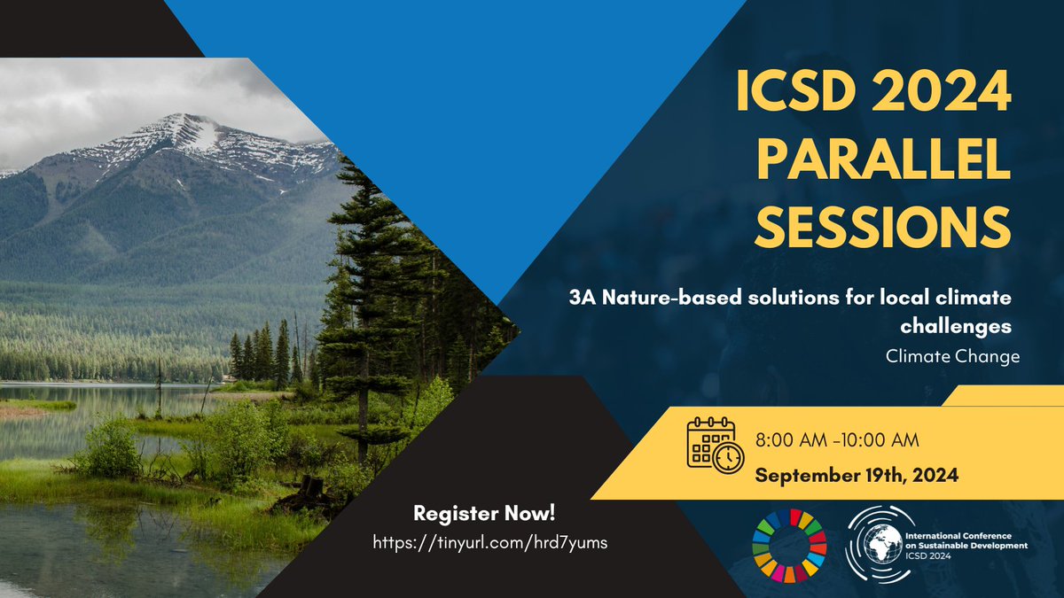 🌿 Harnessing nature's power to tackle climate challenges! 
Join us for #ICSD2024 sessions on Nature-based Solutions to explore how they address water scarcity, disasters, and climate change. Learn about successful planning &amp; implementation!

Register: tinyurl.com/yvh45dpd
