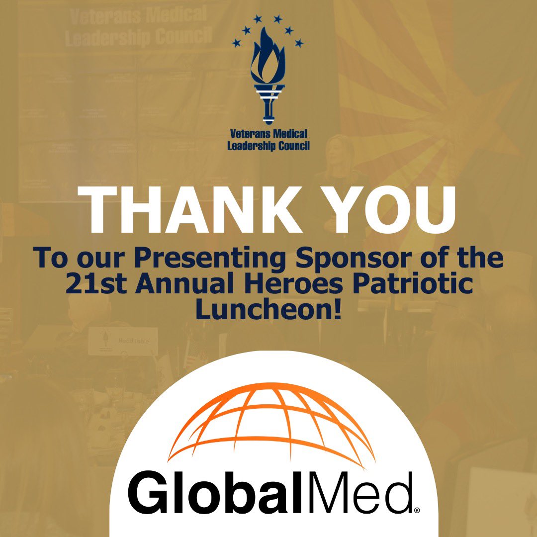 VMLCaz's tweet image. A heartfelt THANK YOU to our 2024 Presenting Sponsor, @GlobalMed_USA, for returning again this year with your continued, unwavering support of our local Veterans. 🇺🇸

Tickets and sponsorships are available here ➡️ vmlc2024.planningpod.com

#vmlcaz #azvets #azveterans