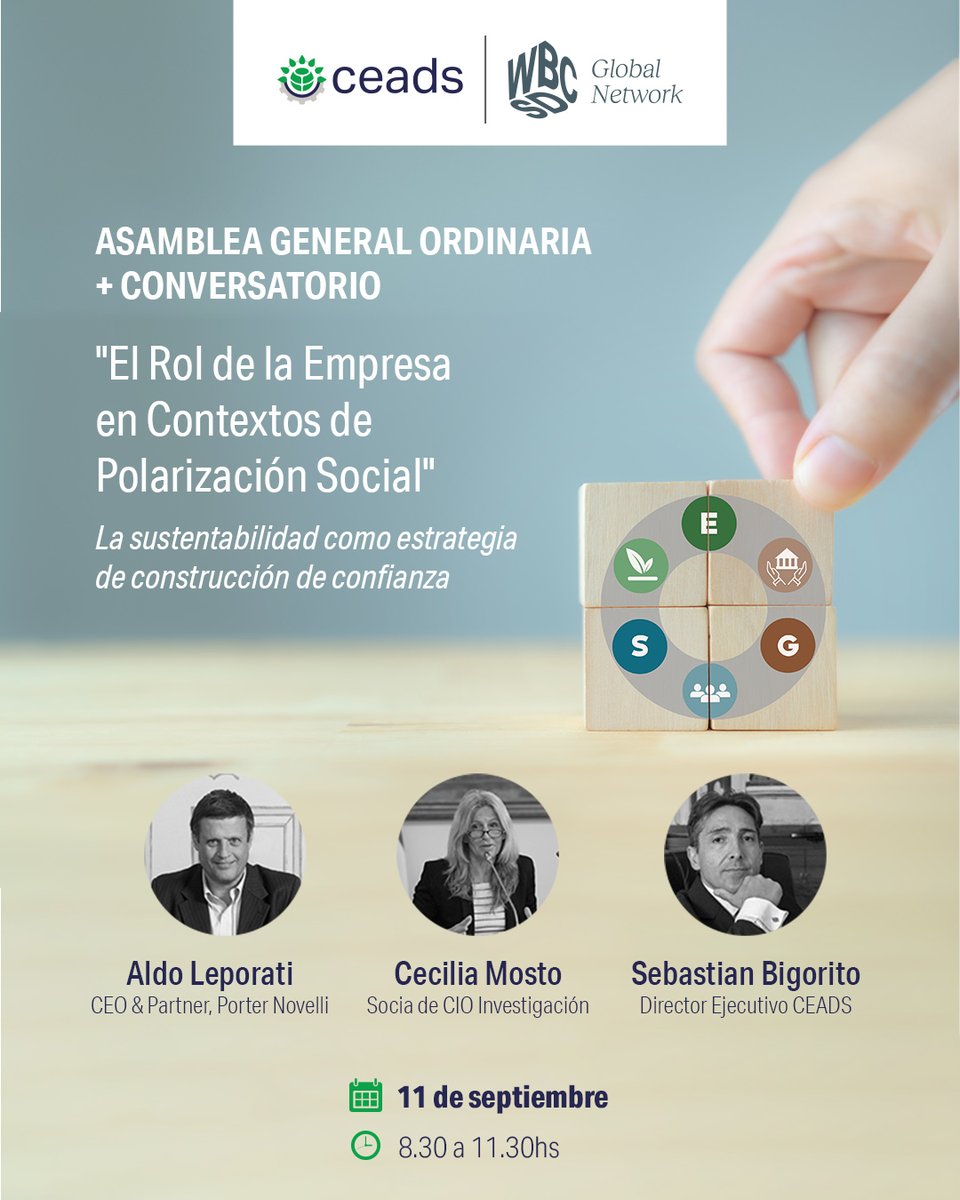 #ActividadCEADS Asamblea General Ordinaria + Conversatorio: “El rol de la empresa en contextos de polarización: La sustentabilidad como estrategia de construcción de confianza”.