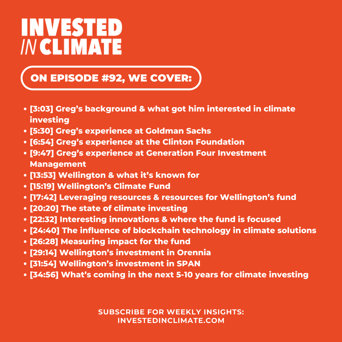 Wellington Management recently closed a new $385 million #climate fund. Greg Wasserman offers valuable insights into how climate investing has evolved and what the future holds. 🎧 Ep #92: investedinclimate.com/podcast/wellin…