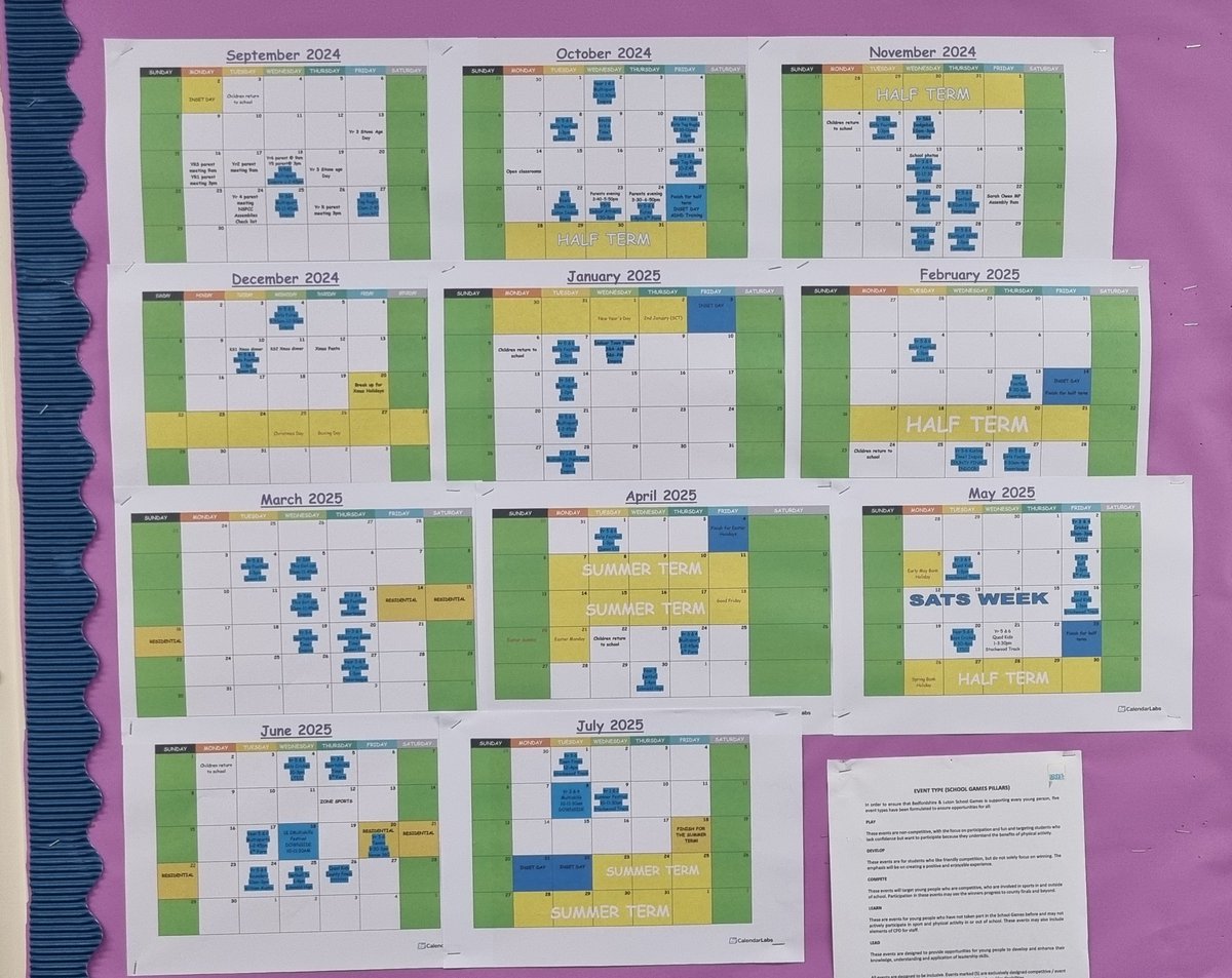 Looks like it's going to be another busy sporting year!
The calendar is up.... time to get ready!