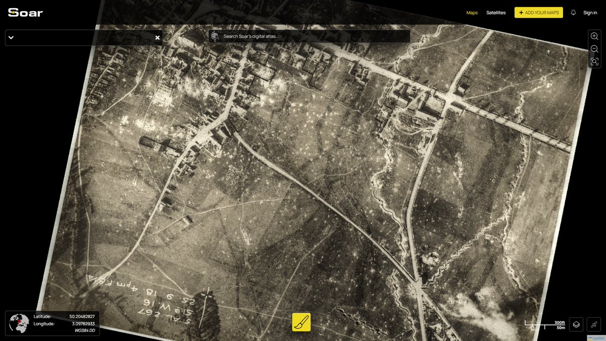 SoarAtlas's tweet image. 🗺️ Map of the day! Aerial photo of World War I trenches!

See it in full here ➡️ go.soar.earth/WWI-trenches

Access over 600,000 maps, create interactive stories and sign up for free here at Soar.earth

#WorldWarI #WWI #France #Trench #McMaster