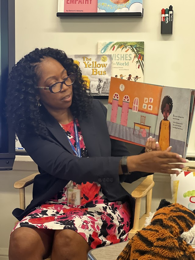 Principal Beatty read to Mrs. Lampman's 2nd-grade class.  They voted for Fly by B. Thurman (about perseverance and confidence).  Starting the year by reading to every class has always been a fun way to connect with the students.