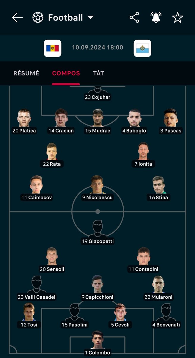 SaintmarinF's tweet photo. LES COMPOS SONT LA !!!
Niveau dispositif, Γ§a ne change pas, cette fois ci, Nicolas Giacopetti est en pointe, Mularoni remplace Alessandro Golinucci et Marco Pasolini remplace Rossi en dΓ©fense.
#MOLSMR #ForzaSanMarino https://t.co/rHRiuK0ewF