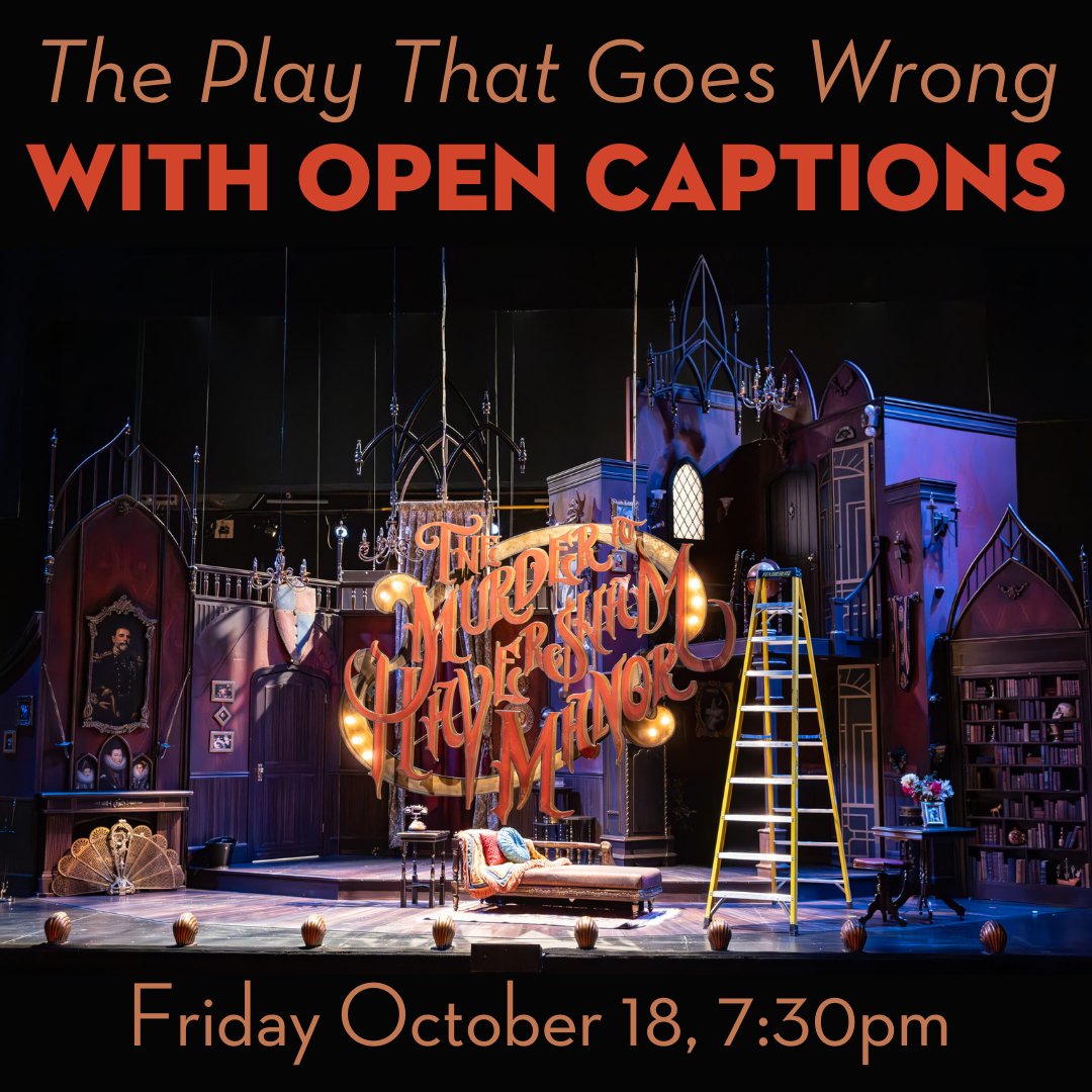 On October 18, The Play That Goes Wrong will feature live captions of dialogue and sounds displayed simultaneously with the action onstage. Visit royalmtc.ca/AccessiblePerf… to get tickets with the best view of the captions!

Captioned by Vicki Turner from Turner Reporting Services.